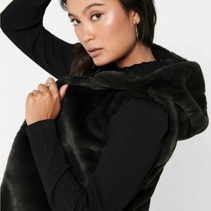 Faux Fur Hooded Vest Soft Hoodie size Small